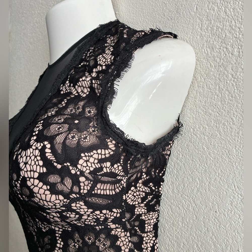 Betsy & Adam Black Lace & Nude Underlay Sleeveless
V-Neck Gown Dress 0 - Picture 5 of 16